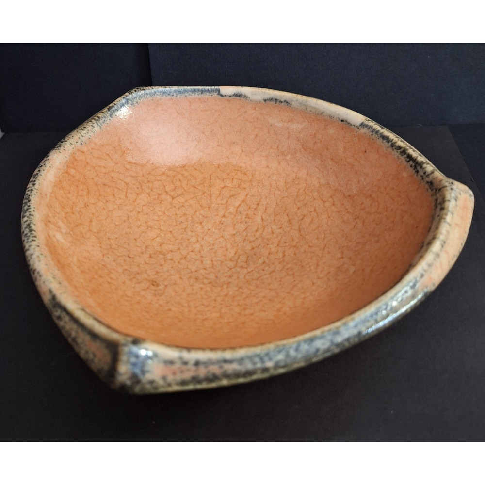 Studio Art Pottery Square Dish Burnt Orange Signed Footed